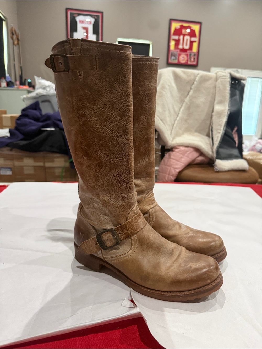 Frye Women's Tall Buckle Leather Boots - Brown